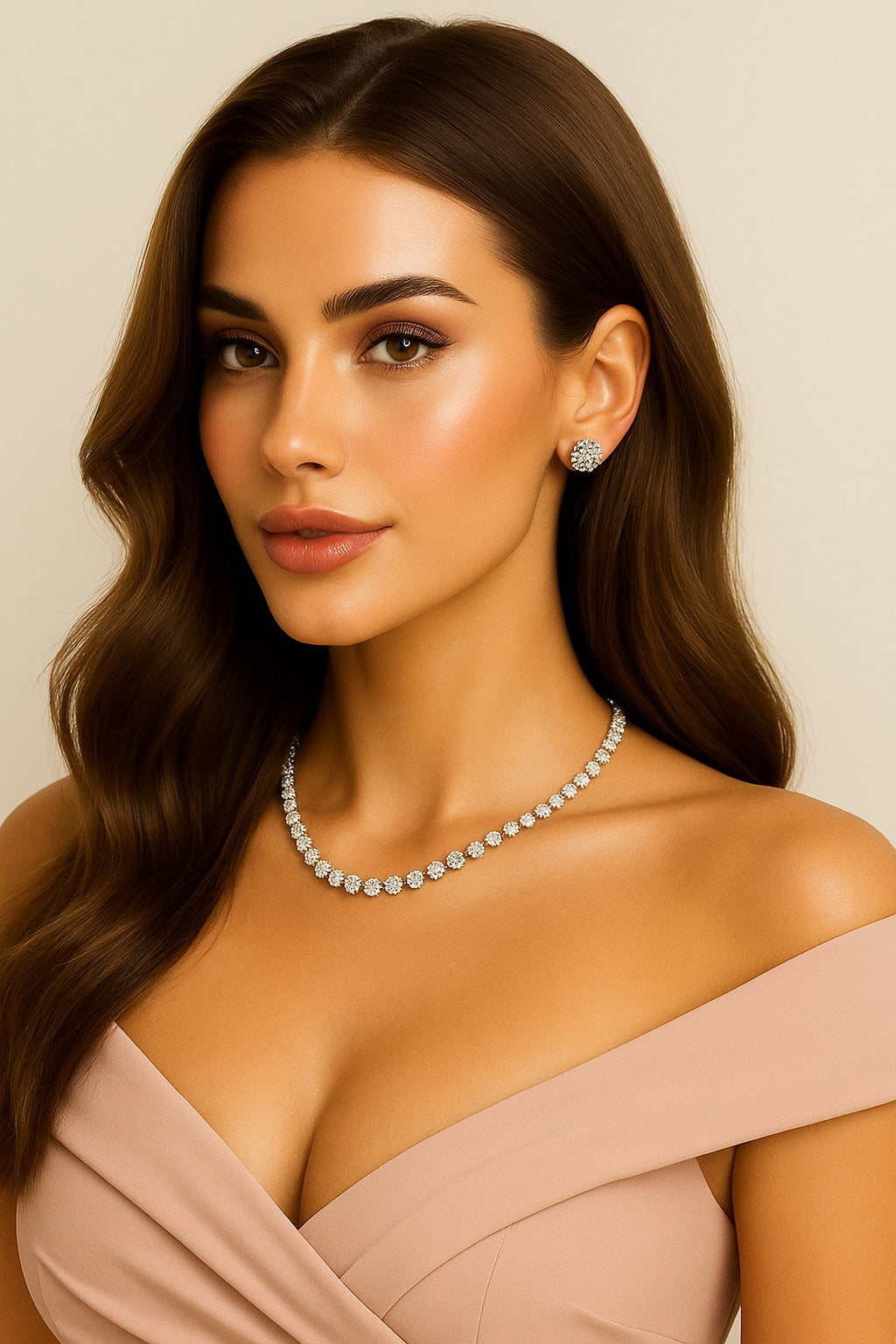 Elegant Diamond-Cut Zirconia Necklace & Earring Set – Luxury Shine for Every Occasion